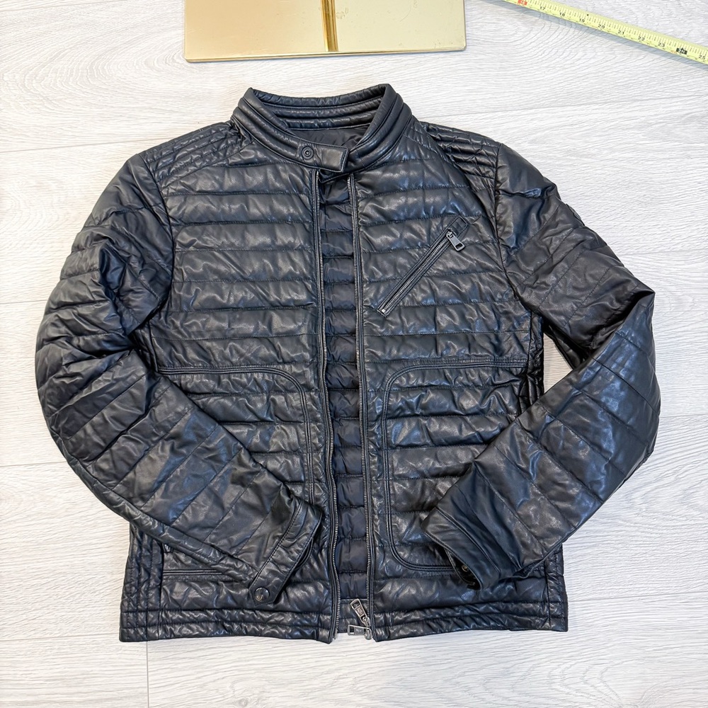 Moncler full leather Quilted Jacket Size 1 (Fits more like Size Small) JU0011 - Picture 8 of 15